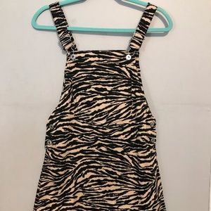 Zebra print overall dress.